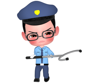 さすまたを持つ警備員のイラスト