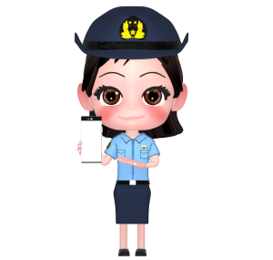 スマートフォンをかざす夏服を着た女性警察官のイラスト