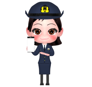 スマホを見せる女性警察官のイラスト