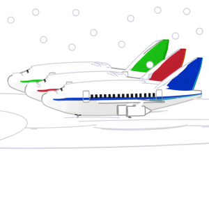 雪が積もる飛行機のイラスト