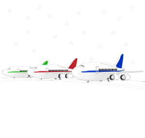 雪で欠航する飛行機のイラスト