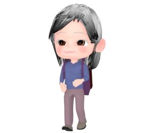 一人で旅行をする高齢者の女性のイラスト