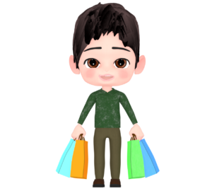 お土産を持つ人のイラスト