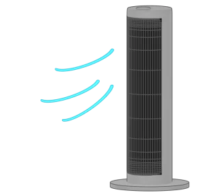 省スペースなタワー型扇風機のイラスト