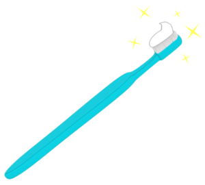 キラキラの歯磨き粉を乗せた歯ブラシのイラスト
