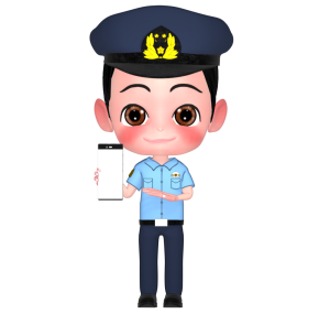 夏服の警察官がスマホの画面を見せるイラスト