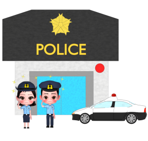 夏服で敬礼をするかわいい警察官のイラスト