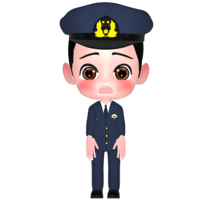 びっくりした顔の警察官のイラスト
