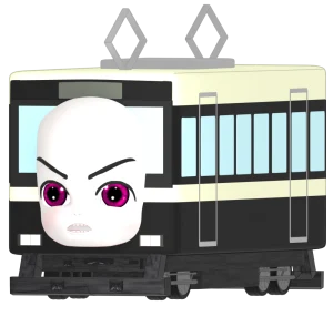 電車のキャラクター 怒る顔のイラスト