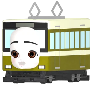 電車のキャラクター 喜ぶ顔のイラスト