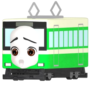 電車のキャラクター 驚く顔のイラスト