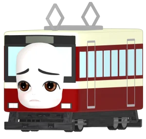 電車のキャラクター 困った顔のイラスト