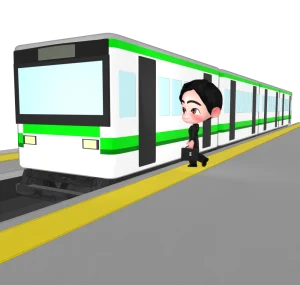 電車に乗る会社員のイラスト