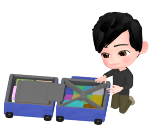 旅行の荷物をまとめている人のイラスト