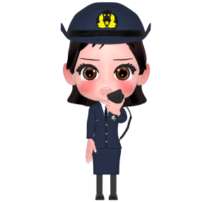 無線機で連絡をする女性警察官のイラスト