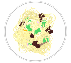 上から見る塩焼きそばのイラスト