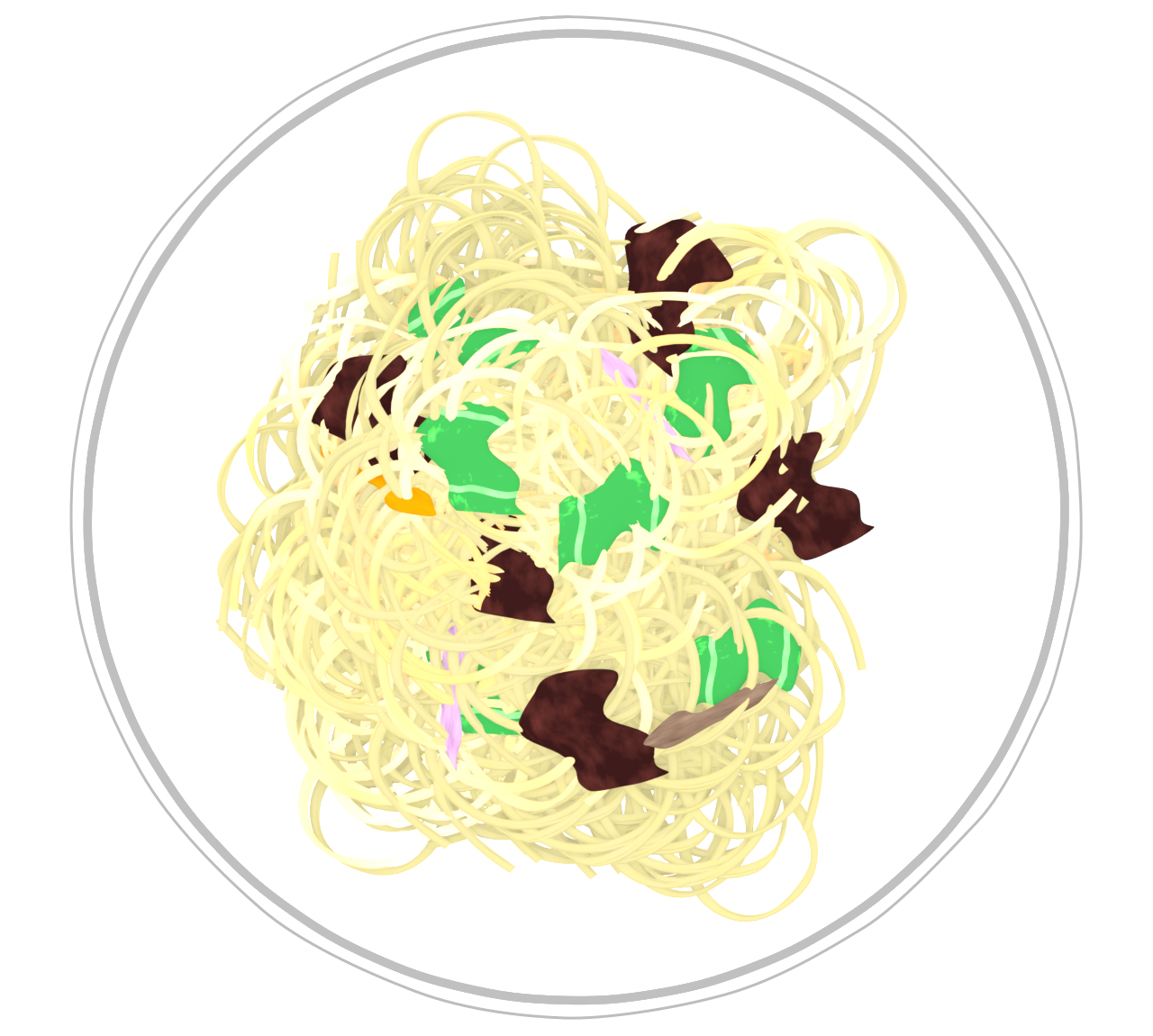 上から見る塩焼きそばのイラスト