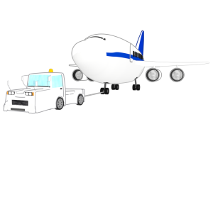 航空機を牽引するトーイングカーのイラスト