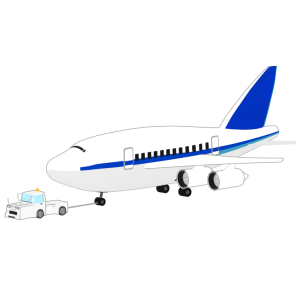 飛行機を引っ張るトーイングカーのイラスト