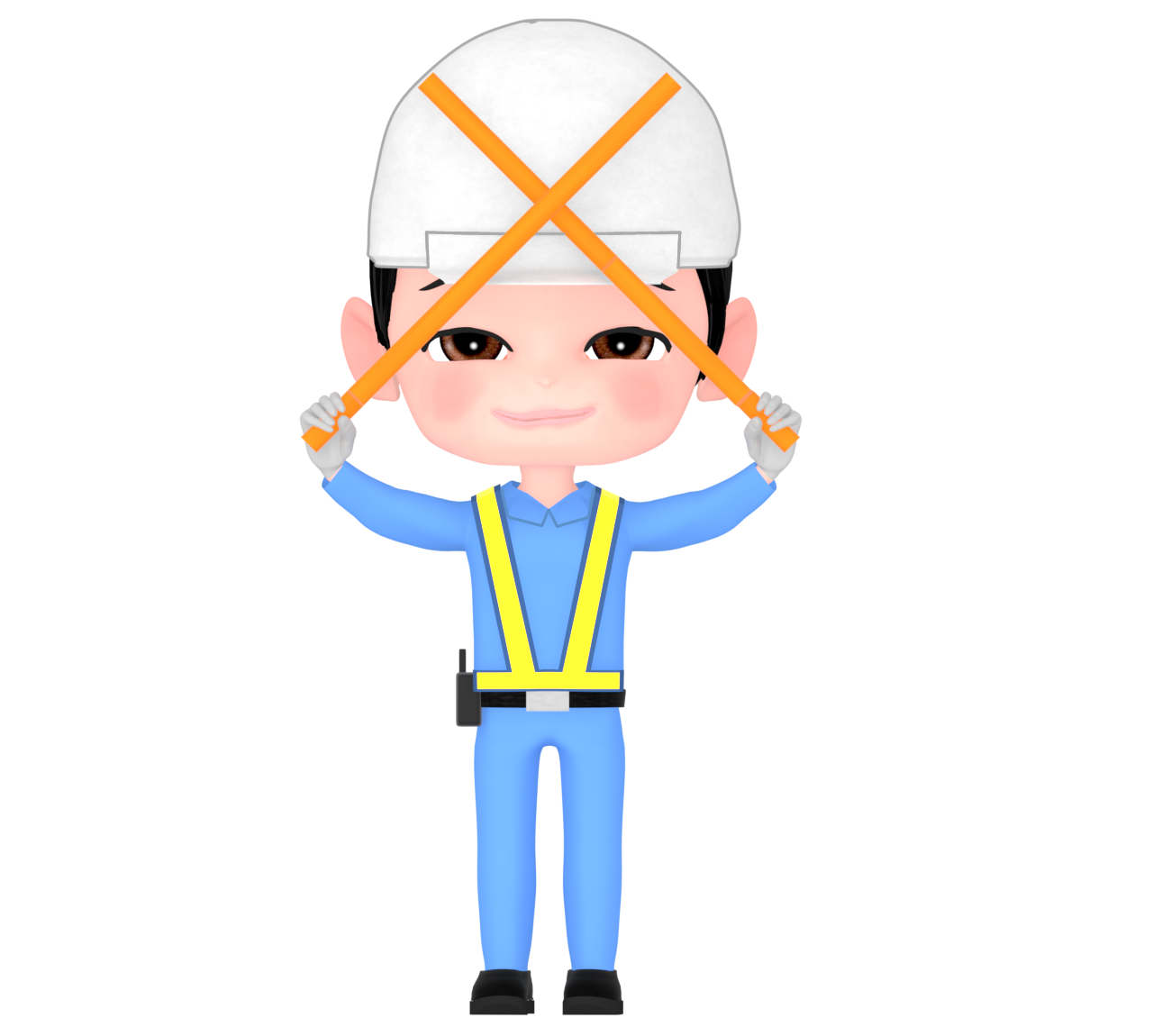 空港の地上誘導員のイラスト