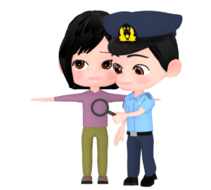 空港保安検査を受ける女性のイラスト