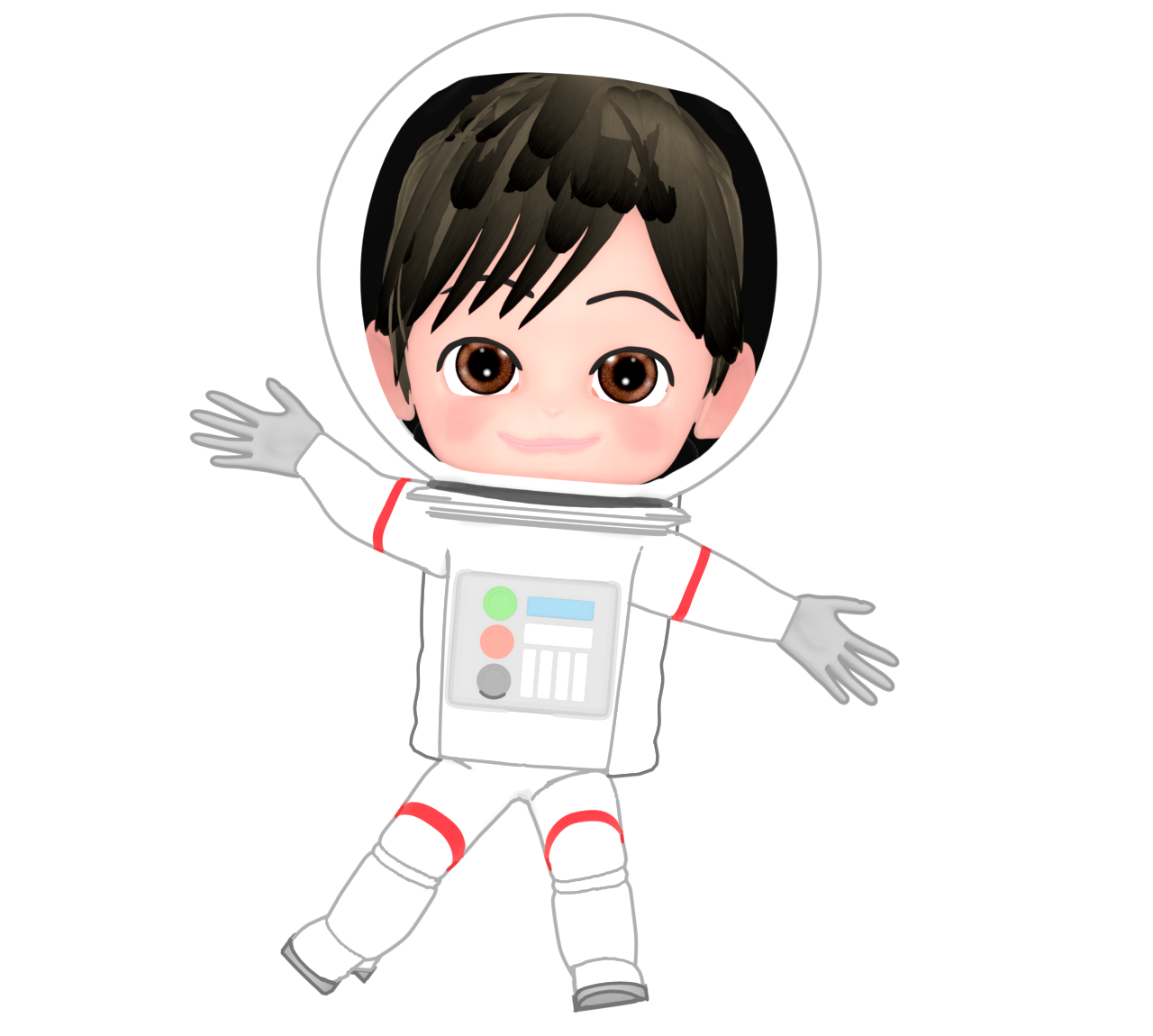 宇宙飛行士のかわいい男の子のイラスト
