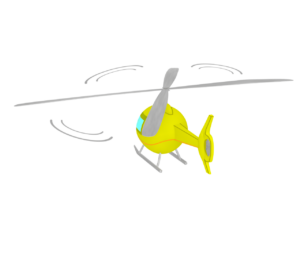 後ろから見る遠くに行くヘリコプターのイラスト