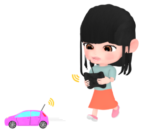 車のラジコンで遊ぶ子供のイラスト
