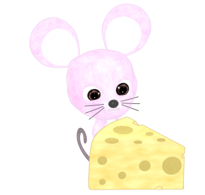 チーズとかわいいネズミのイラスト