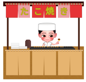 かわいいたこ焼き屋のイラスト