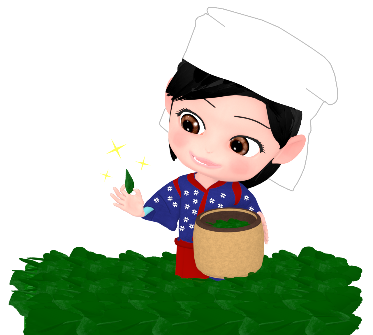 かわいい茶摘み娘のイラスト