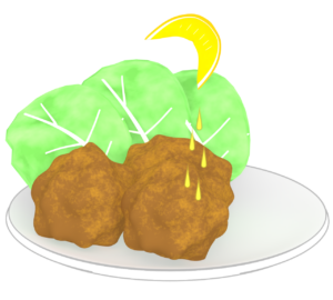 唐揚げにレモンをかけるイラスト