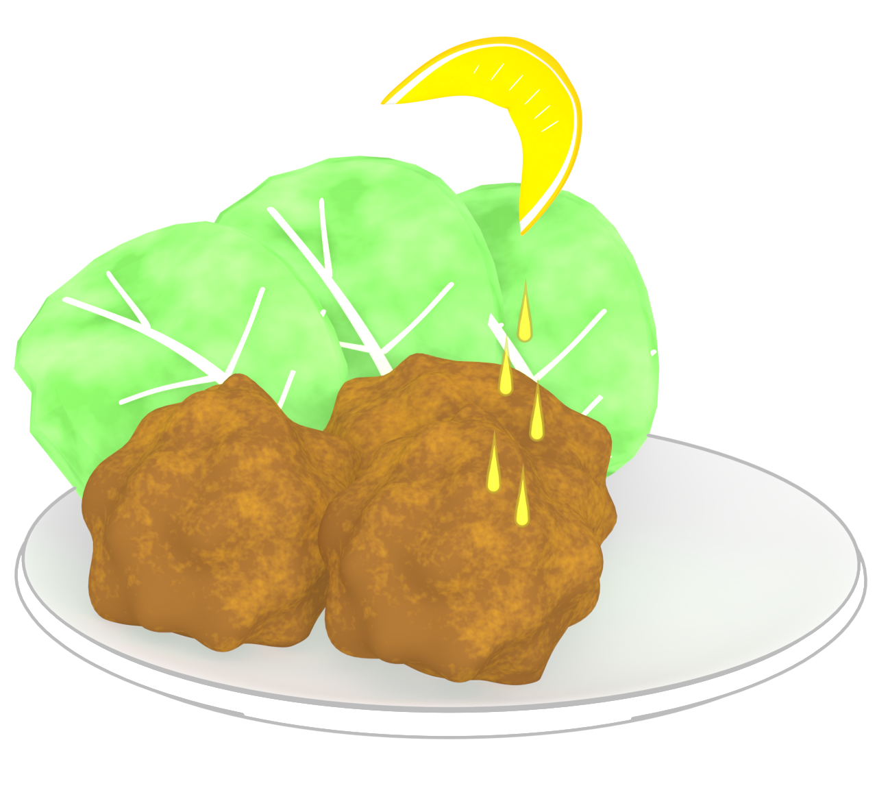 唐揚げにレモンをかけるイラスト