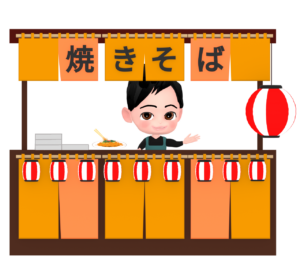 焼きそば屋台のイラスト
