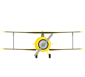 正面から見る複葉機のイラスト