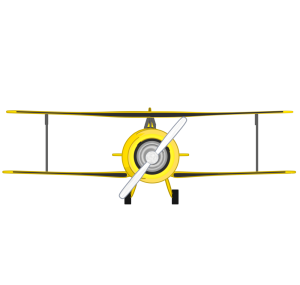 正面から見る複葉機のイラスト