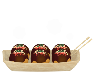 横向きのたこ焼きのイラスト