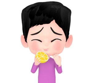 レモンで酸っぱい顔の男性のイラスト
