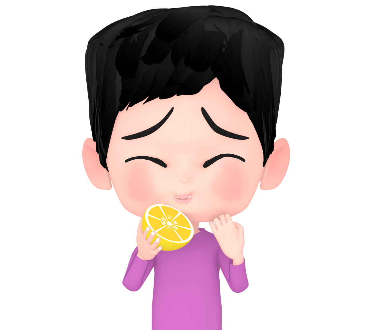 レモンで酸っぱい顔の男性のイラスト