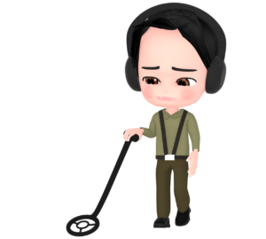 金属探知機で探す人のイラスト