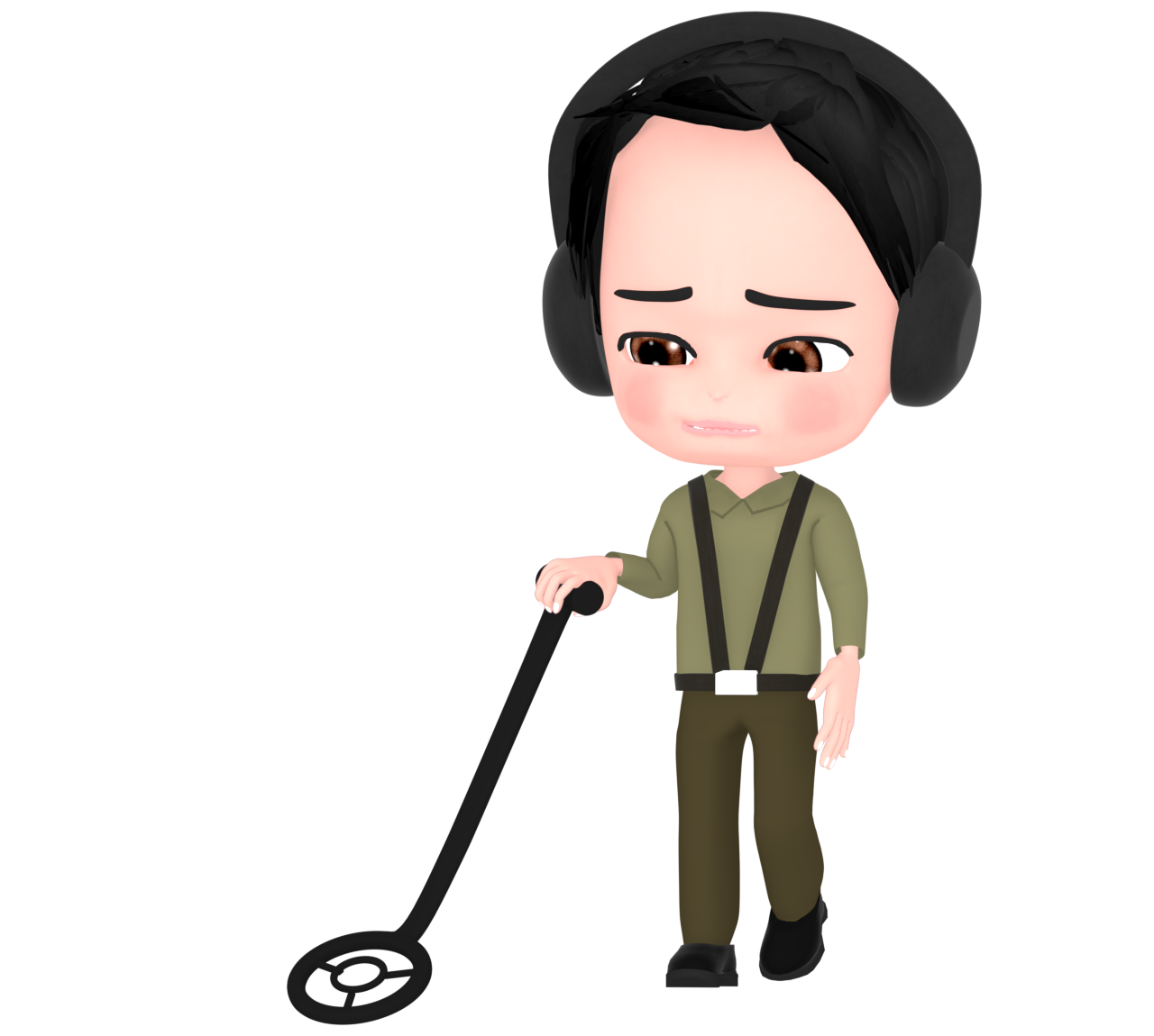 金属探知機で探す人のイラスト