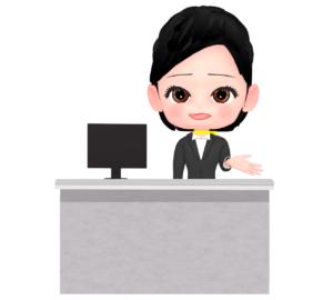 飛行機のチェックインのイラスト