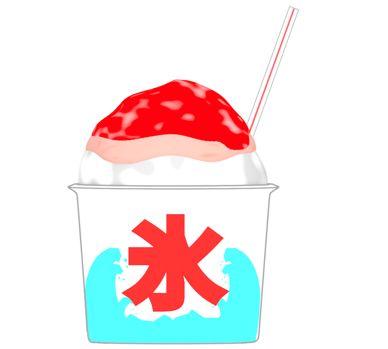 かき氷 いちご味のイラスト