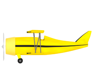 横向きの複葉機のイラスト