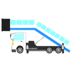 横向きのタラップ車のイラスト