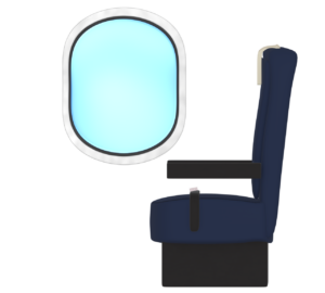横向きで見る飛行機の座席のイラスト