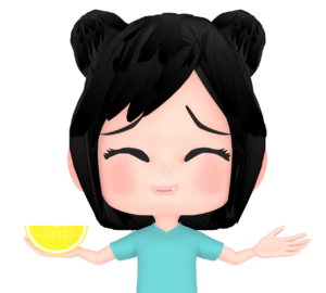 酸っぱい顔をするかわいい女の子のイラスト