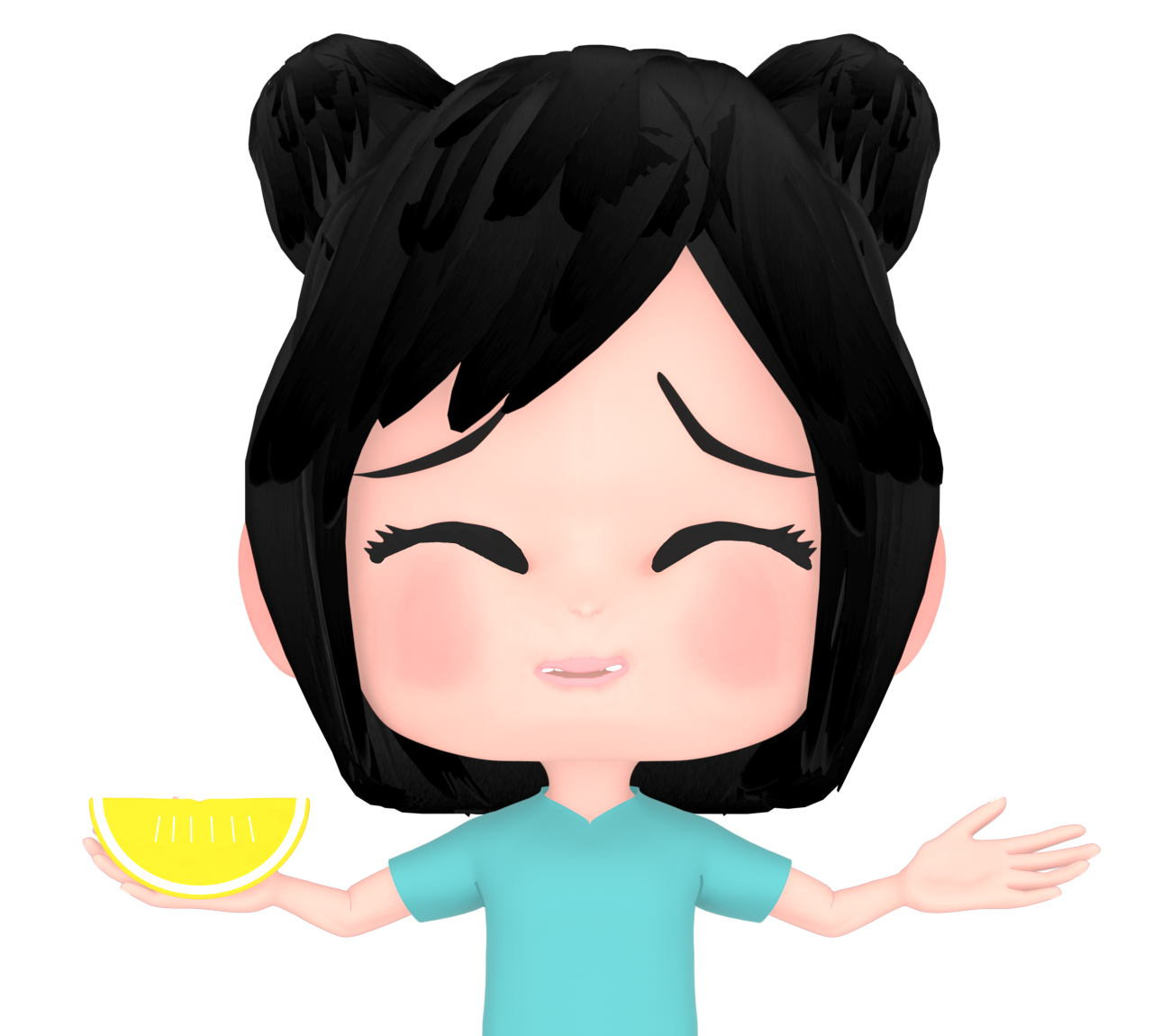 酸っぱい顔をするかわいい女の子のイラスト