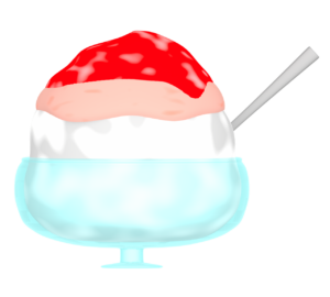 いちごのかき氷のイラスト
