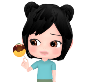 たこ焼きを食べる女の子のイラスト